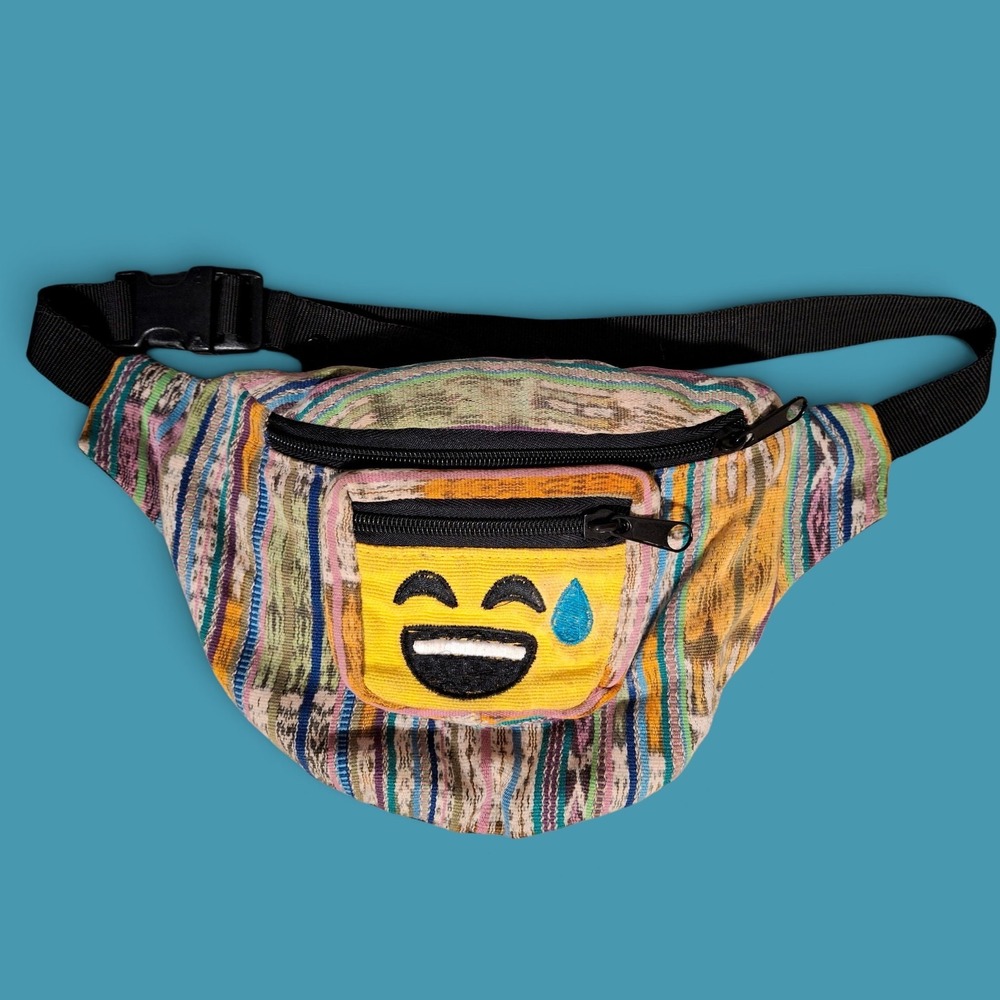 Cotton Hippie Boho Embroidered Emoji Fanny Pack Belt Bag